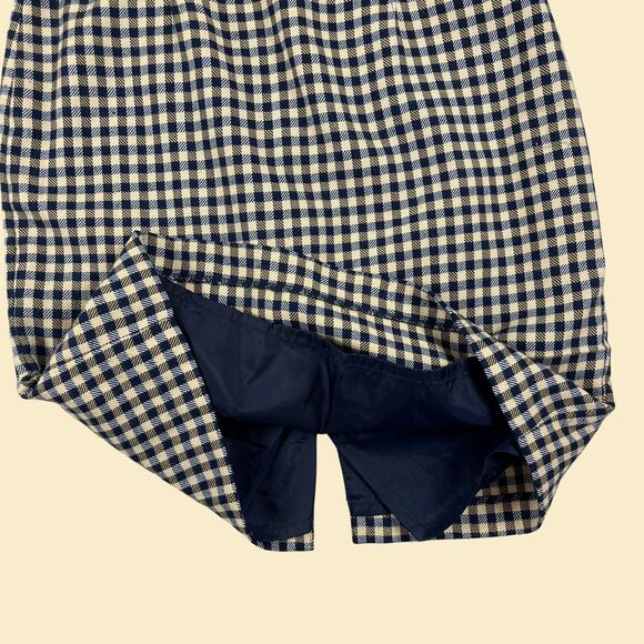 1980s Maggie Lawrence checkered midi skirt, size 6 vintage blue & yellow skirt - Picture 8 of 10